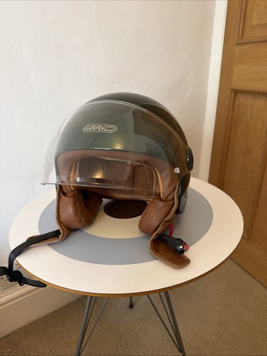 Green motorcycle helmet open - green,