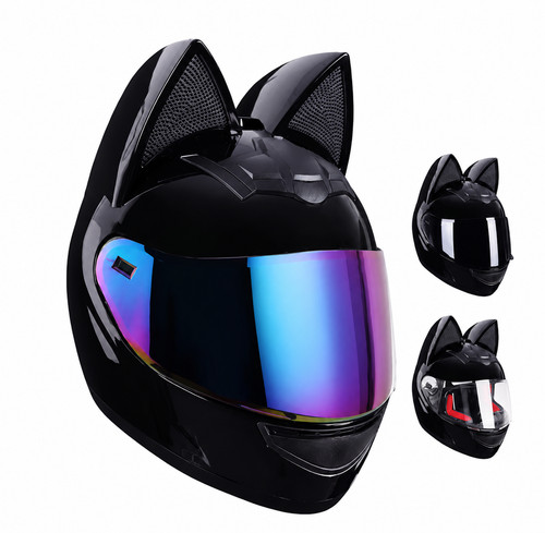 Cat ear motorcycle helmet full - cat,